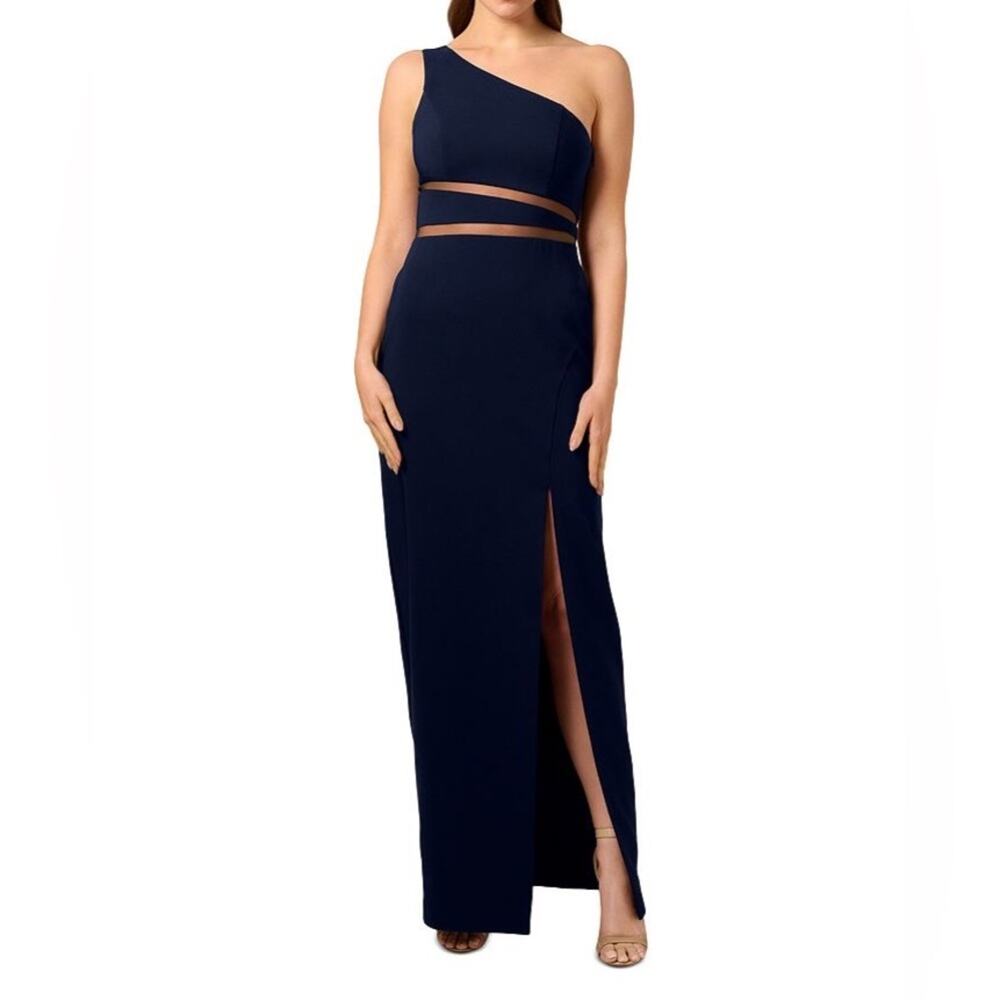 Elegant Navy One-Shoulder Wedding Dress